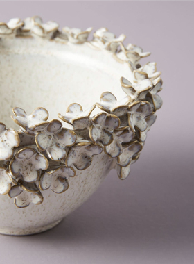 FQR LIVING 美国ANTHROPOLOGIE精心手工制作塑造花朵植物水果碗