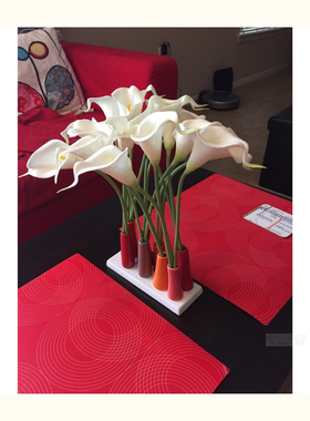FQRLIVING 手工制作陶器山林浸染多层次红霞花枝陶瓷装饰花瓶摆件