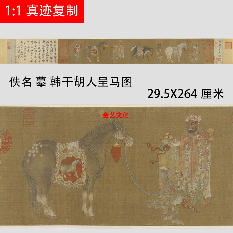 清 佚名 摹 韩干胡人呈马图 古代名家画马技法复制品微喷学习临摹 - 图0