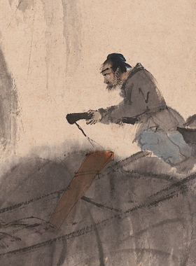 高清原大傅抱石粗放作品还庄图国画陶渊明诗意艺术微喷字画装饰画