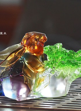 速发琉璃财富兔子白菜招财摆公迁家客厅办件装饰乔居开业玉兔送财