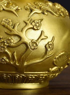 速发纯黄铜葫芦四季开 厅盖葫芦空心客摆件开 业乔迁敬贺