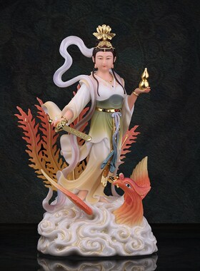 保真速发九天玄女像踏凤九天圣娘娘站像九K天玄女神像摆件树脂供
