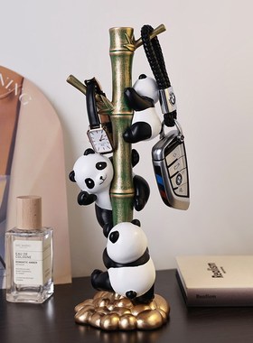 速发贝汉面熊猫进门入户玄关收纳摆件轻奢高档家居客厅桌美装饰品