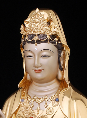 速发纯铜贴金地藏王坐莲观音菩萨家用佛像供奉南海观世音阿弥陀摆