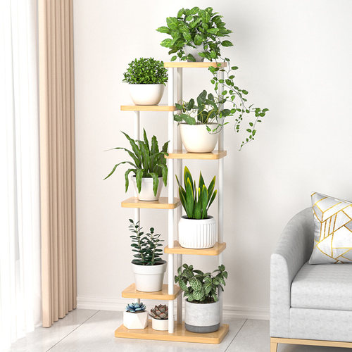 花架子客厅落地式新款可移动铁艺花架多层实木花盆架阳台高置物架 - 图0