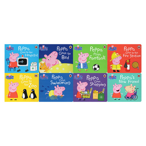 现货 粉红猪小妹小猪佩奇  Peppa Pig Box Of Books 8册 纸板书 英文原版绘本 Peppa Goes Swimming 幼儿启蒙认知 图画故事书 - 图0