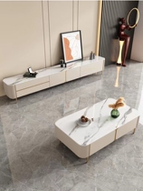 Rock plate tea table TV cabinet Composition High sense small family light lavish home living room modern baking lacquered high-footed ground cabinet