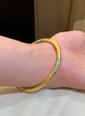 燕归玉永翠国风足银描金手镯女