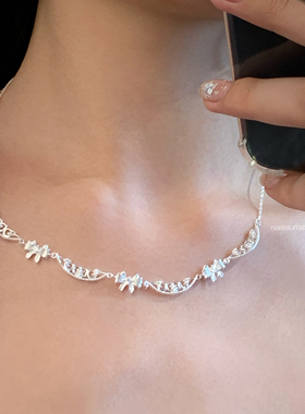 燕归弥蝶结百搭足银轻奢项链女
