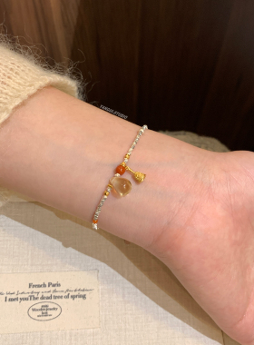 燕归金滴子中古风纯银百搭手链