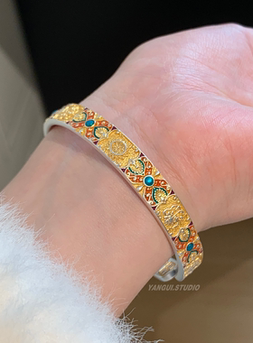 燕归廷御新中式宫廷足银手镯