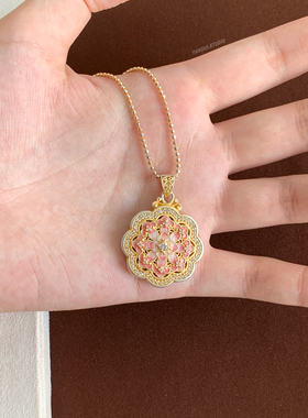 燕归花春宴国风珐琅足银锁骨链女