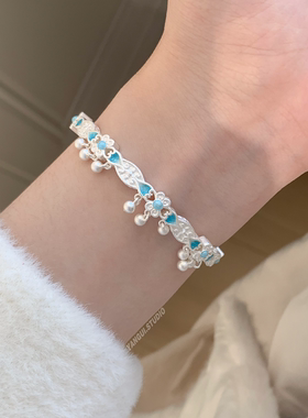 燕归浅溪国风足银99轻奢重工手镯