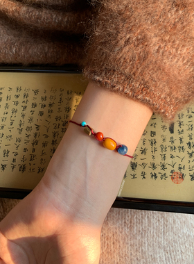 燕归落玉盘新年红绳国风百搭手链