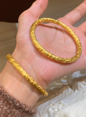 燕归国色牡丹足银描金重工手镯女