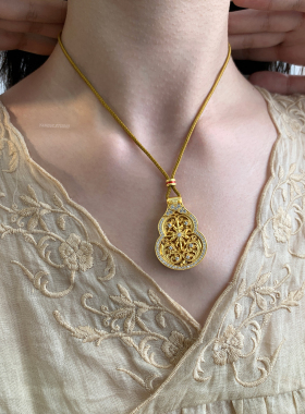 燕归翻盖葫芦足银百搭编绳项链女