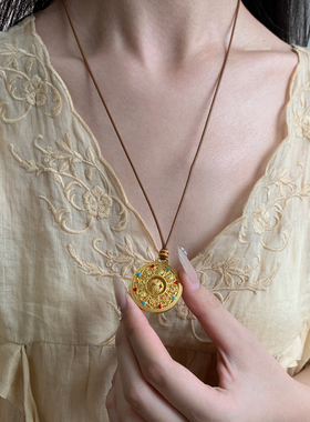 燕归八宝罗盘国风足银情侣项链