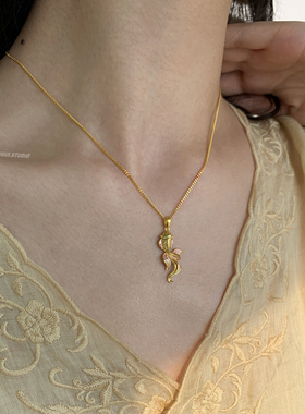 燕归鲤鱼国风轻奢百搭足银项链女