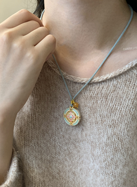 燕归莲藻井宫廷足银编绳项链女