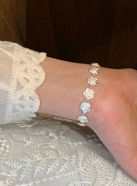 燕归夏日玫瑰国风足银轻奢手链