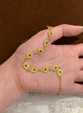 燕归青提子描金足银百搭手链女