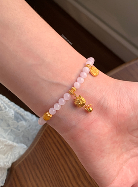 燕归紫锂辉醒狮国风纯银手链女