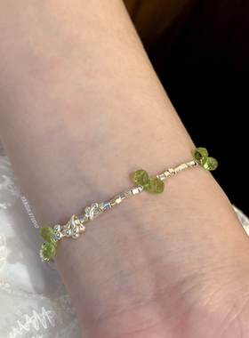 燕归原创山葡萄橄榄石纯银手链