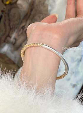 燕归金云藻唐草纹24k描金手镯