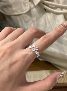 燕归花神国风轻奢足银桃花戒指