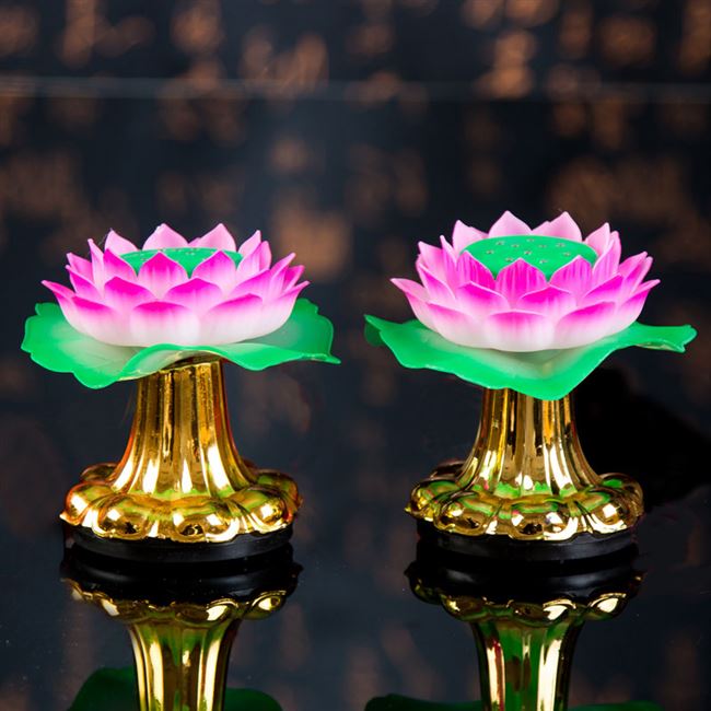 Japanese purchase of a lotus lamp for the Buddha lamp can fit a battery with a white light lotus lamp Buddhist front long Ming for the lamp home transfer lamp