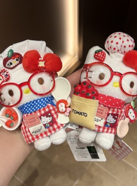 正版三丽鸥HelloKitty春季踏青款包挂件毛绒玩偶钥匙扣凯蒂猫