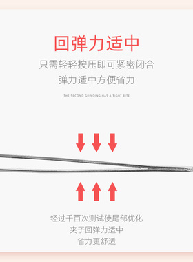专业不锈钢美容眉毛夹平口镊子
