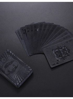黑色金箔塑料扑克牌实用防水可水洗澳门风云土豪金创意磨砂PETPVC