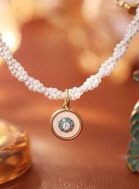 天然贝母双层缠绕项链高级感时尚