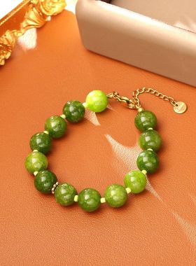 绿色天然石项链简约时尚高级感轻