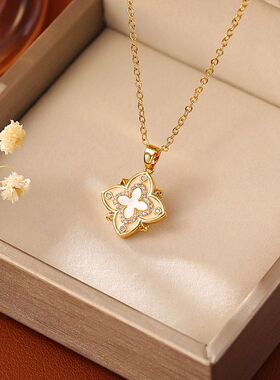 爆款天然贝母四叶草项链高级感轻