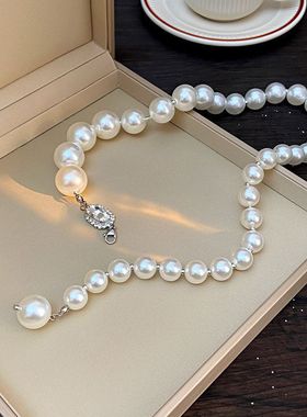 网红同款大珍珠闪钻项链韩国东
