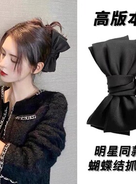 东大门缎面黑蝴蝶结鲨鱼夹