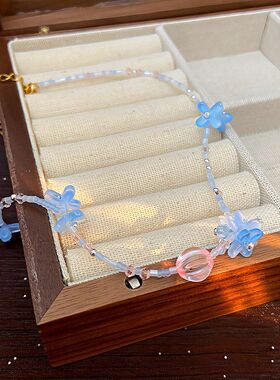 小红书同款彩色水晶串珠项链甜美