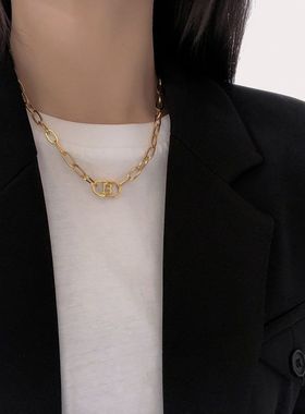 欧美个性小众设计钛钢字母项链