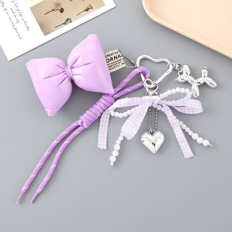 创意新款爱心珍珠蝴蝶结挂件miu系编织绳包包挂饰装饰品手机挂件,淘宝优惠券,粉丝福利购,淘宝优惠卷