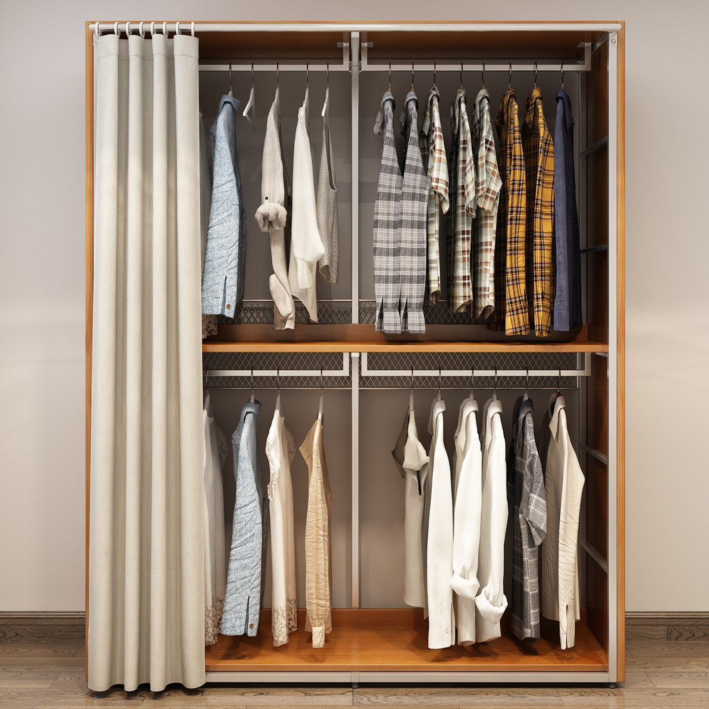 金属衣柜全实木2025新款爆款卧室家用铁艺钢架结构转角定制衣帽间,淘宝优惠券,粉丝福利购,淘宝优惠卷