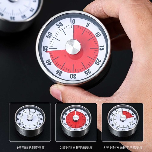 厨房计时器磁吸不锈钢学生专用定时提醒器磁吸式烹饪秒表机械闹钟 - 图0