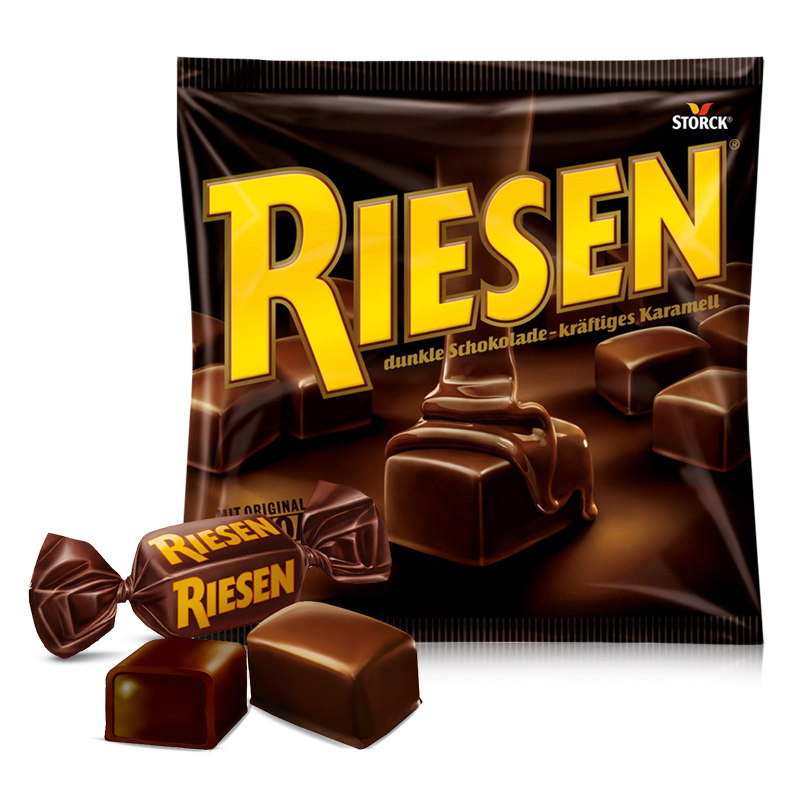 德国进口RIESEN里森黑巧克力味太妃糖浓郁丝滑巧克力软糖年货零食,淘宝优惠券,粉丝福利购,淘宝优惠卷