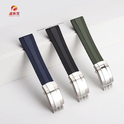 雷米龙适配华为WATCH Ultimate非凡大师手表带WATCH 4/Pro运动防水硅胶带GT4Pro云杉绿休闲商务折叠扣表带男 - 图3