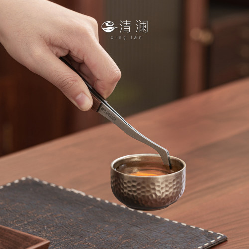 清澜纯钛茶夹镊子茶道防滑防烫茶杯夹高端功夫茶具配件取茶夹 - 图1