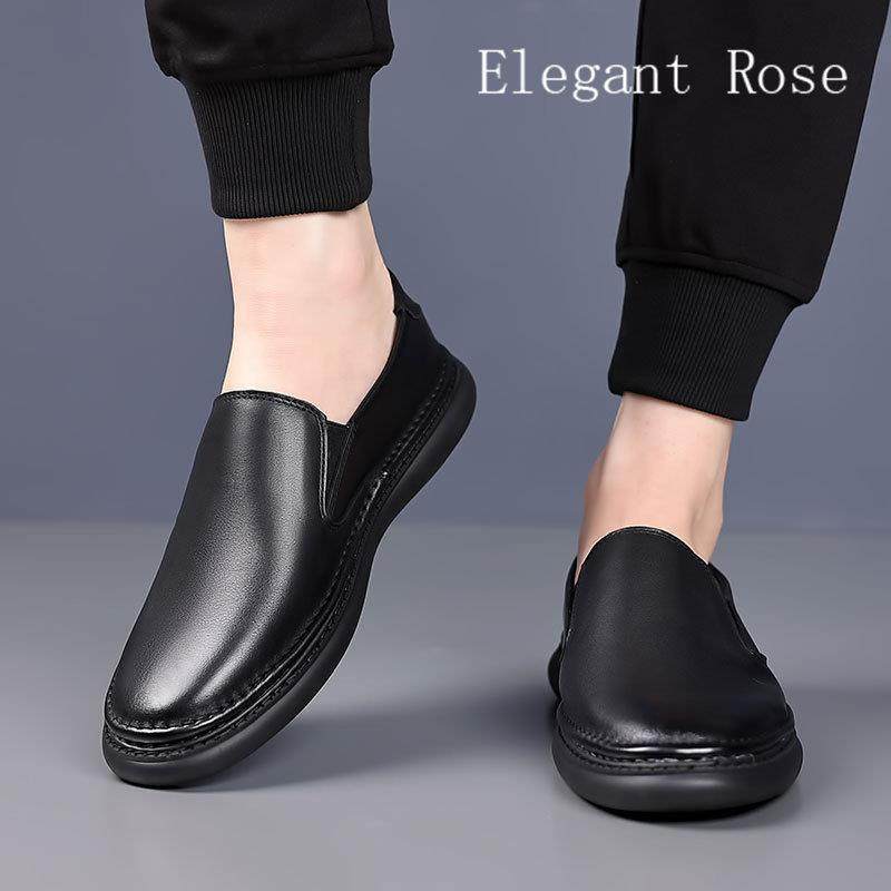 ELEGANT ROSE 男鞋一脚蹬软底休闲鞋牛皮乐福鞋透气百搭豆豆鞋潮,淘宝优惠券,粉丝福利购,淘宝优惠卷