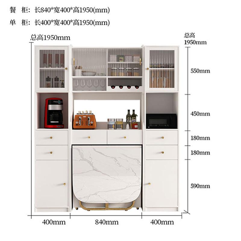 餐边柜带餐桌一体隐形可折叠家用小户型岩板隐藏式嵌入折叠桌酒柜-图2