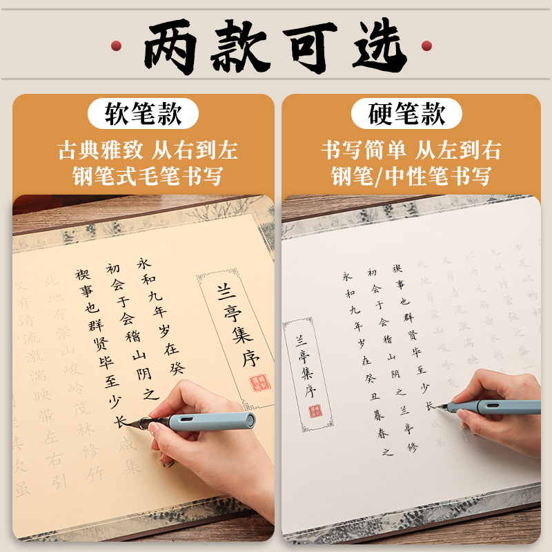 兰亭序卷轴楷体字帖钢笔式毛笔专用套装临摹练字帖硬笔正楷兰亭集序小楷长卷书法滕王阁序临慕成人描红软笔
